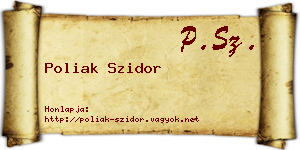 Poliak Szidor névjegykártya
